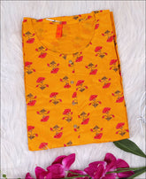 Mustard Coloured Cotton Block Print Kurti